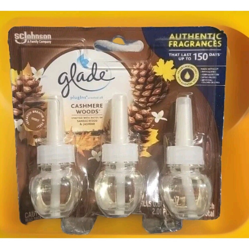 Glade Plugins Refills, Cashmere Woods, 2.01oz 3ct Scented Essential Oils